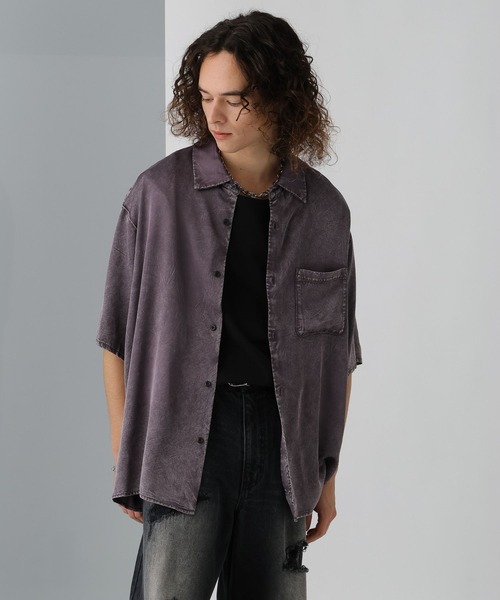 HARE（ハレ）の「レーヨンフェードカコウシャツ(HARE)（シャツ/ブラウス・メンズ・ブラック/パープル・FREE）」の6枚目の写真