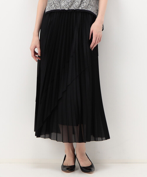 K.T KIYOKO TAKASE（キヨコタカセ）の「オーガンジートリコット アシンメトリープリーツスカート（スカート・レディース・ブラック・11号）」の2枚目の写真