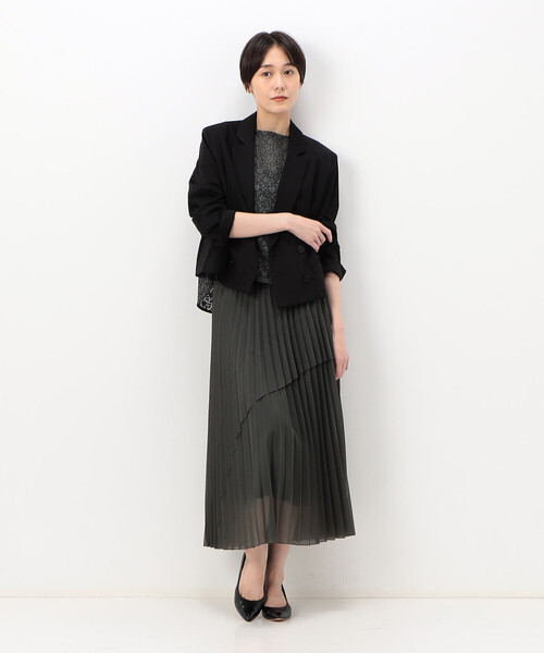 K.T KIYOKO TAKASE（キヨコタカセ）の「オーガンジートリコット アシンメトリープリーツスカート（スカート・レディース・ブラック・11号）」の8枚目の写真