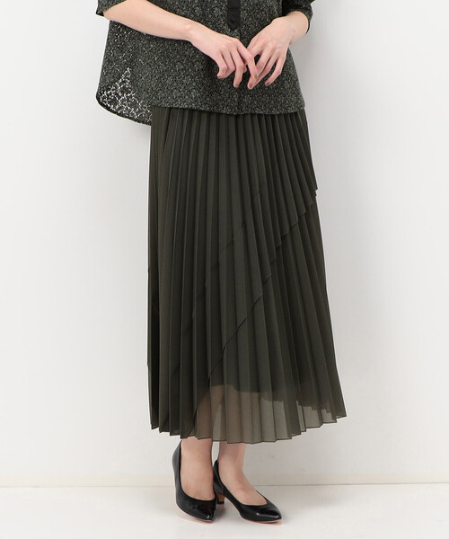 K.T KIYOKO TAKASE（キヨコタカセ）の「オーガンジートリコット アシンメトリープリーツスカート（スカート・レディース・ブラック・11号）」の9枚目の写真