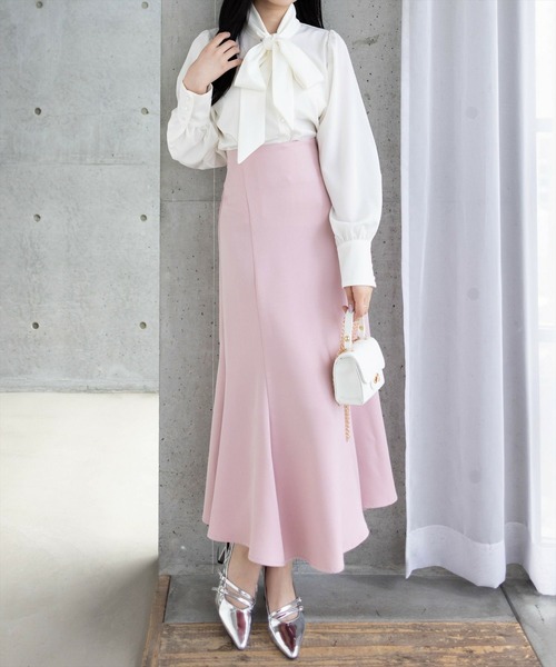 CLEAR BASIC（クリアベーシック）の「【低身長対応／サイズ展開あり】バックレースアップマーメイドスカート[フェミン オフィスカジュアル 着回し抜群]（スカート・レディース・アイボリー/ピンク/ブラック/ブルーグレー・F/XS/PS）」の5枚目の写真