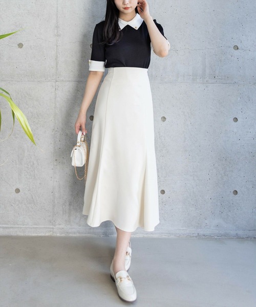 CLEAR BASIC（クリアベーシック）の「【低身長対応／サイズ展開あり】バックレースアップマーメイドスカート[フェミン オフィスカジュアル 着回し抜群]（スカート・レディース・アイボリー/ピンク/ブラック/ブルーグレー・F/XS/PS）」の7枚目の写真