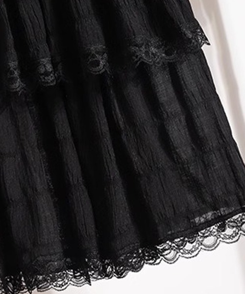 DAY CLOSET（デイ クローゼット）の「レディース 程よい透け感の3段フレアレースフレアスカート（スカート・レディース・ホワイト/ブラック・FREE）」の16枚目の写真