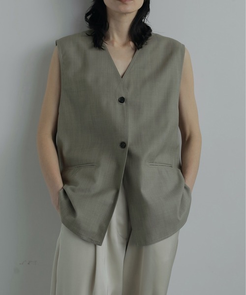 anuke（アンヌーク）の「Vneck Stitch Vest（ベスト・レディース・ベージュ/ブラウン・FREE）」の6枚目の写真