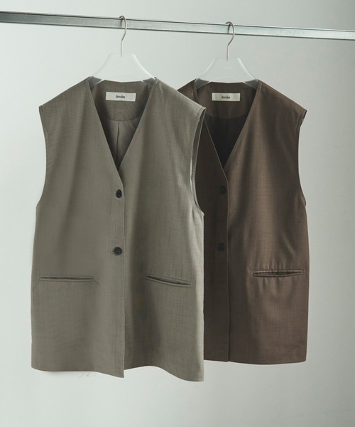 anuke（アンヌーク）の「Vneck Stitch Vest（ベスト・レディース・ベージュ/ブラウン・FREE）」の8枚目の写真