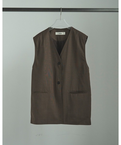 anuke（アンヌーク）の「Vneck Stitch Vest（ベスト・レディース・ベージュ/ブラウン・FREE）」の9枚目の写真
