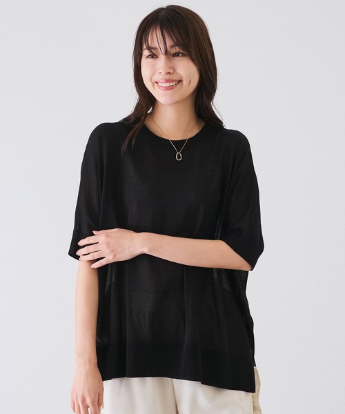 Jayro(ジャイロ)の「UVサラサラビッグニットプルオーバー(Tシャツ/カットソー・レディース・ブラック/オフホワイト/グリーン・FREE)」の2枚目の写真