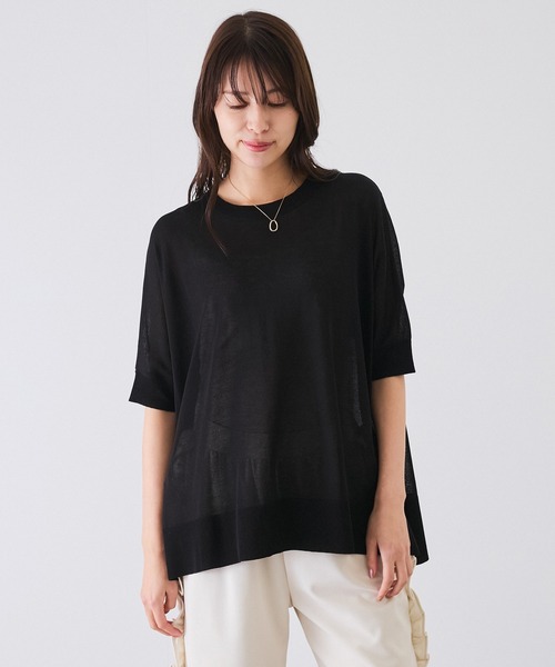 Jayro(ジャイロ)の「UVサラサラビッグニットプルオーバー(Tシャツ/カットソー・レディース・ブラック/オフホワイト/グリーン・FREE)」の4枚目の写真