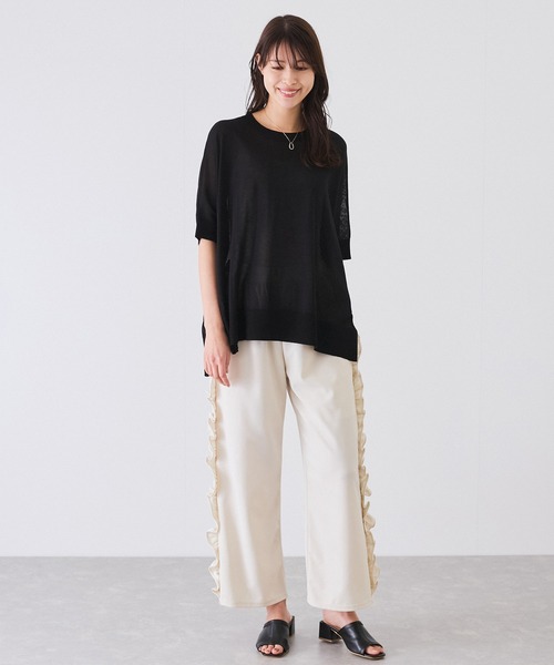 Jayro(ジャイロ)の「UVサラサラビッグニットプルオーバー(Tシャツ/カットソー・レディース・ブラック/オフホワイト/グリーン・FREE)」の7枚目の写真