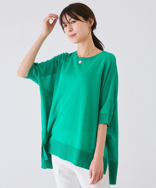 Jayro(ジャイロ)の「UVサラサラビッグニットプルオーバー(Tシャツ/カットソー・レディース・ブラック/オフホワイト/グリーン・FREE)」の10枚目の写真