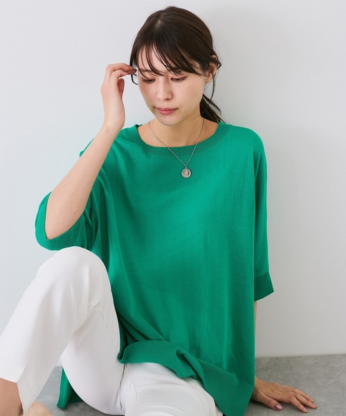 Jayro(ジャイロ)の「UVサラサラビッグニットプルオーバー(Tシャツ/カットソー・レディース・ブラック/オフホワイト/グリーン・FREE)」の13枚目の写真
