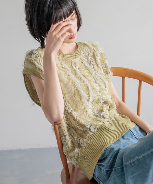 nowos フリンジニット nowos Jacqurd fringe knit ジャガードフリンジニット