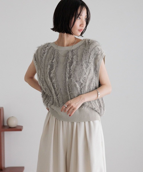 セール】フリンジニットノースリブ 450805（ニット/セーター）｜LOWRYS