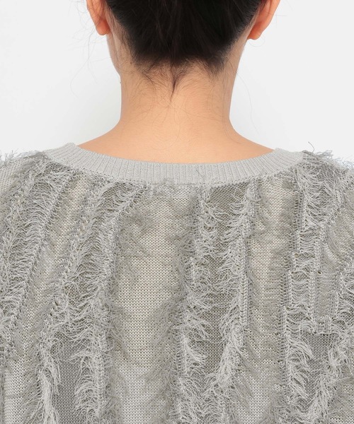 LOWRYS FARM（ローリーズファーム）の「フリンジニットノースリブ 450805（ニット/セーター・レディース・グレー/イエロー/ベージュ・FREE）」の18枚目の写真