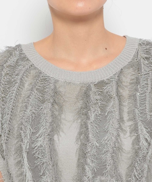 LOWRYS FARM（ローリーズファーム）の「フリンジニットノースリブ 450805（ニット/セーター・レディース・グレー/イエロー/ベージュ・FREE）」の19枚目の写真