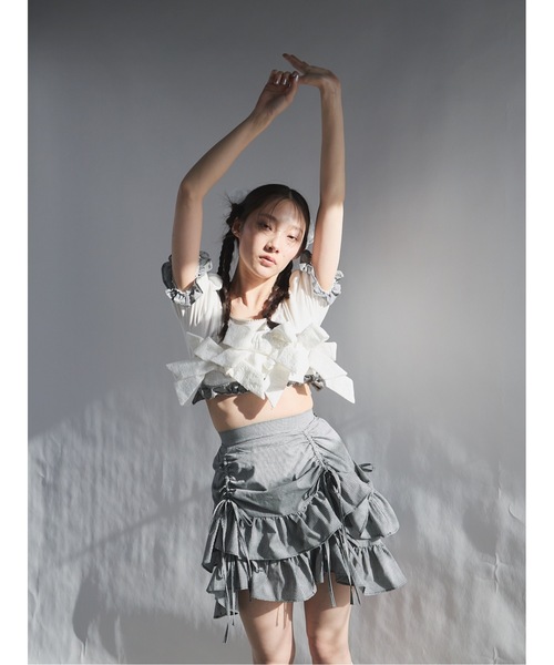 lilLilly ローズコットンレースリボンビスチェ セール】ローズコットンレースリボンビスチェ（その他トップス