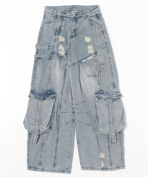 HOOK（フック）の「【HOOK】ストラップベルトカーゴデニムパンツ（デニムパンツ・メンズ・ブルー/ブラック・LARGE/MEDIUM/SMALL）」の3枚目の写真