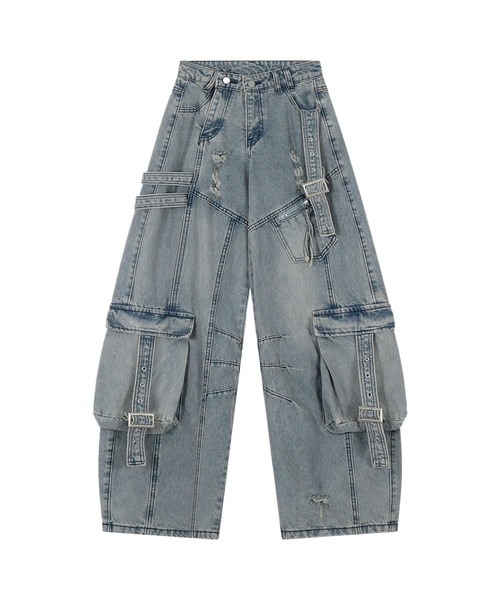 HOOK（フック）の「【HOOK】ストラップベルトカーゴデニムパンツ（デニムパンツ・メンズ・ブルー/ブラック・LARGE/MEDIUM/SMALL）」の9枚目の写真