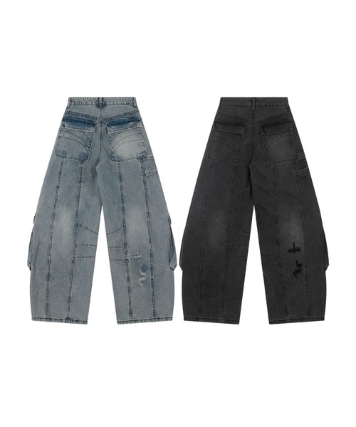 HOOK（フック）の「【HOOK】ストラップベルトカーゴデニムパンツ（デニムパンツ・メンズ・ブルー/ブラック・LARGE/MEDIUM/SMALL）」の6枚目の写真