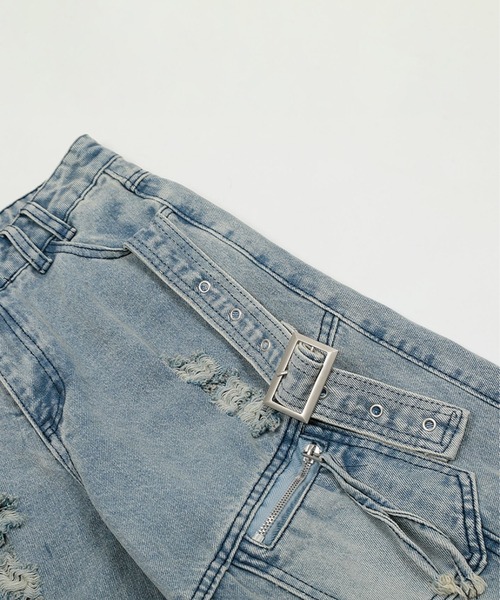 HOOK（フック）の「【HOOK】ストラップベルトカーゴデニムパンツ（デニムパンツ・メンズ・ブルー/ブラック・LARGE/MEDIUM/SMALL）」の13枚目の写真