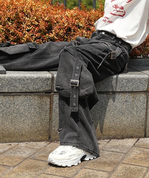 HOOK】ストラップベルトカーゴデニムパンツ（デニムパンツ）｜HOOK