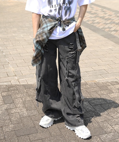 HOOK】ストラップベルトカーゴデニムパンツ（デニムパンツ）｜HOOK