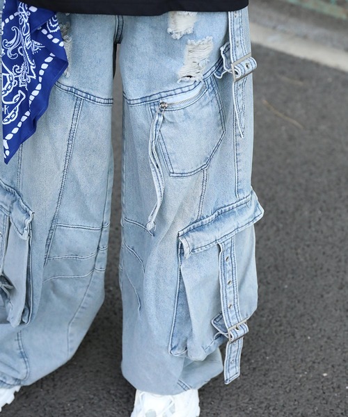 HOOK（フック）の「【HOOK】ストラップベルトカーゴデニムパンツ（デニムパンツ・メンズ・ブルー/ブラック・LARGE/MEDIUM/SMALL）」の22枚目の写真