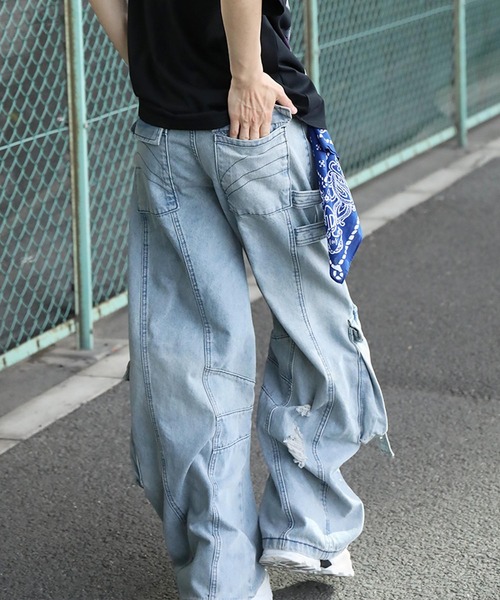 HOOK（フック）の「【HOOK】ストラップベルトカーゴデニムパンツ（デニムパンツ・メンズ・ブルー/ブラック・LARGE/MEDIUM/SMALL）」の21枚目の写真