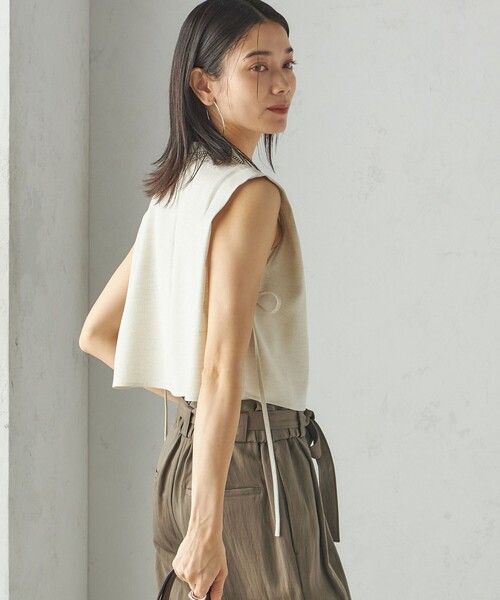 【シップス　ウィメン】小泉里子コラボ:〈手洗い可能〉スラブ 綿麻混 ブラウス セール】小泉里子コラボ:〈手洗い可能〉スラブ 綿麻混 ブラウス