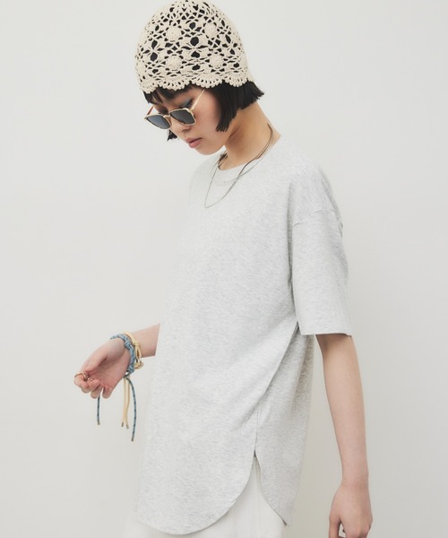 Tシャツ・カットソー THE ANDAMANE Whitely top STAR&STRIPE｜クルーネック シアー Tシャツ ssmd-090-mn - Piu