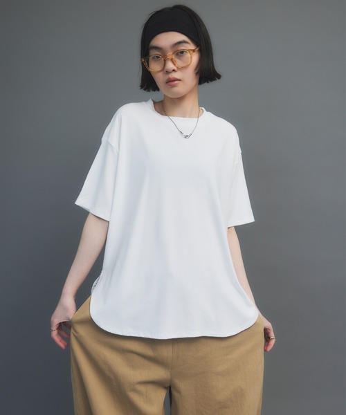HANNE(アン)の「カーブヘムルーズTEE(Tシャツ/カットソー・レディース・ホワイト/ブラック/グレー・FREE)」の8枚目の写真