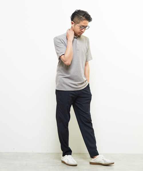 MEN'S MELROSE(メンズメルローズ)の「リンクスストライプ 半袖ホリゾンタルカラーポロシャツ(ポロシャツ・メンズ・ブラウン/ネイビー/ブラック/グレー・2/3/5/4)」の16枚目の写真