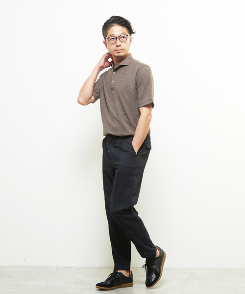 MEN'S MELROSE(メンズメルローズ)の「リンクスストライプ 半袖ホリゾンタルカラーポロシャツ(ポロシャツ・メンズ・ブラウン/ネイビー/ブラック/グレー・2/3/5/4)」の10枚目の写真