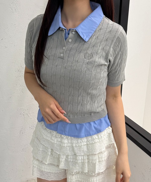 apres jour mignon(アプレジュールミニョン)の「ダブル襟トップス【ZOZOTOWN限定アイテム】(ニット/セーター・レディース・グレー/ネイビー・X-LARGE/フリー)」の2枚目の写真