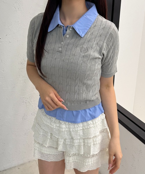 apres jour mignon(アプレジュールミニョン)の「ダブル襟トップス【ZOZOTOWN限定アイテム】(ニット/セーター・レディース・グレー/ネイビー・X-LARGE/フリー)」の12枚目の写真