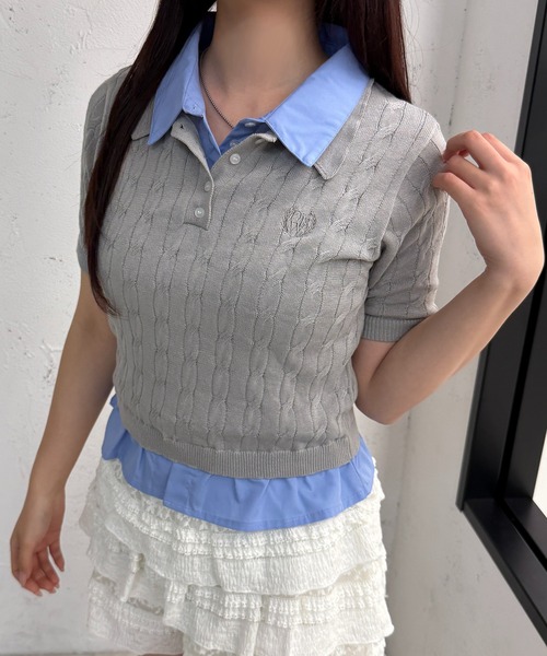 apres jour mignon(アプレジュールミニョン)の「ダブル襟トップス【ZOZOTOWN限定アイテム】(ニット/セーター・レディース・グレー/ネイビー・X-LARGE/フリー)」の11枚目の写真