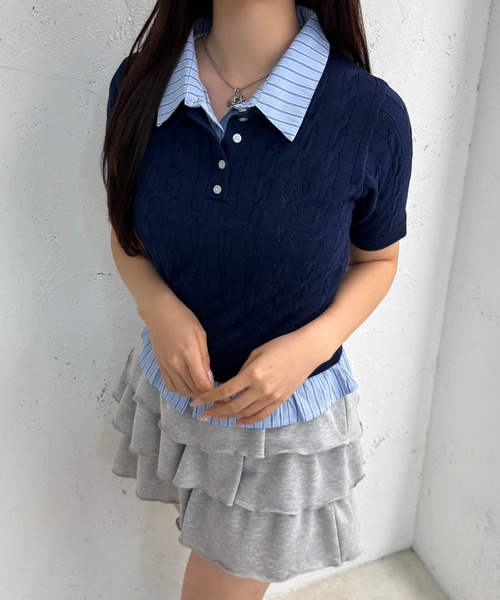 apres jour mignon(アプレジュールミニョン)の「ダブル襟トップス【ZOZOTOWN限定アイテム】(ニット/セーター・レディース・グレー/ネイビー・X-LARGE/フリー)」の7枚目の写真