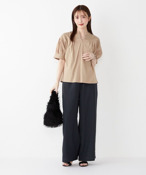 SHIPS for women / シップスウィメン SHIPS Colors:〈手洗い可能〉ハイツイスト コンビ スキッパー プルオーバー SHIPS Colors:〈手洗い可能〉ハイツイスト コンビ スキッパー