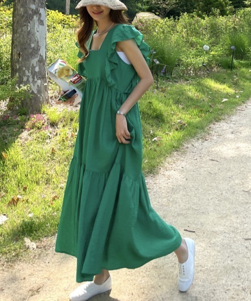 FREE STYLISTS(フリー スタイリスト)の「YUGA_YGMC Frill sleeve tiered dress(ワンピース・レディース・ブラック/グリーン・FREE)」の17枚目の写真