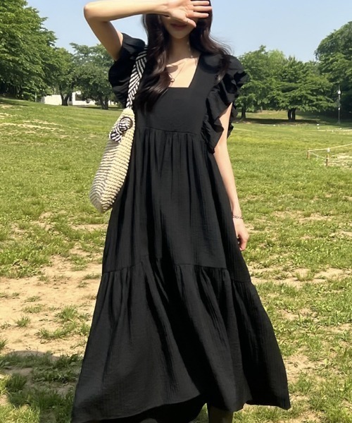 FREE STYLISTS(フリー スタイリスト)の「YUGA_YGMC Frill sleeve tiered dress(ワンピース・レディース・ブラック/グリーン・FREE)」の15枚目の写真