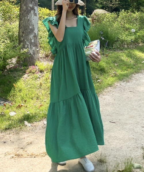 FREE STYLISTS(フリー スタイリスト)の「YUGA_YGMC Frill sleeve tiered dress(ワンピース・レディース・ブラック/グリーン・FREE)」の16枚目の写真
