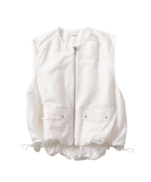 DRESSLAVE（ドレスレイブ）の「tuck bubble sleeveless blouson(タックバブルスリーブレスブルゾン)（ブルゾン・レディース・ホワイト/ブラウン・38）」の2枚目の写真