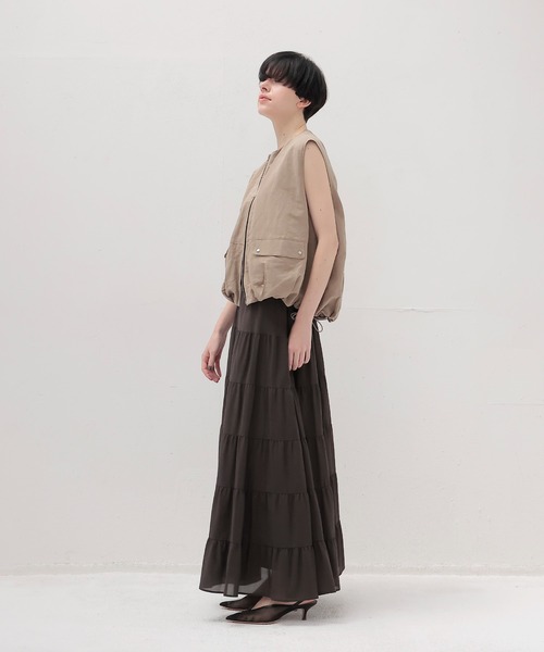 DRESSLAVE（ドレスレイブ）の「tuck bubble sleeveless blouson(タックバブルスリーブレスブルゾン)（ブルゾン・レディース・ホワイト/ブラウン・38）」の10枚目の写真