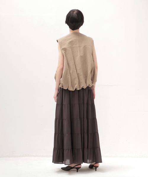 DRESSLAVE（ドレスレイブ）の「tuck bubble sleeveless blouson(タックバブルスリーブレスブルゾン)（ブルゾン・レディース・ホワイト/ブラウン・38）」の11枚目の写真