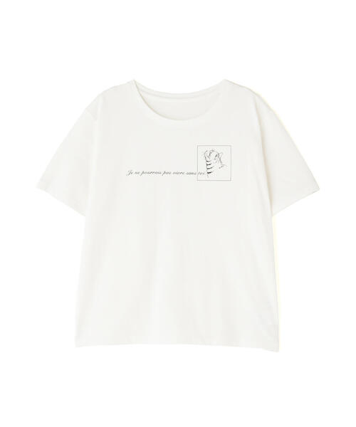 NATURAL BEAUTY BASIC（ナチュラルビューティーベーシック）の「＜保護猫プロジェクト＞レタリングロゴTシャツ（Tシャツ/カットソー・レディース・ベージュ/オフホワイト/ブルー・FREE）」の4枚目の写真