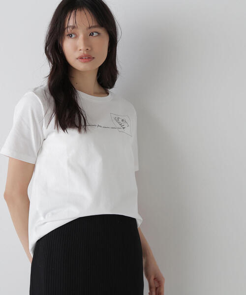NATURAL BEAUTY BASIC（ナチュラルビューティーベーシック）の「＜保護猫プロジェクト＞レタリングロゴTシャツ（Tシャツ/カットソー・レディース・ベージュ/オフホワイト/ブルー・FREE）」の5枚目の写真