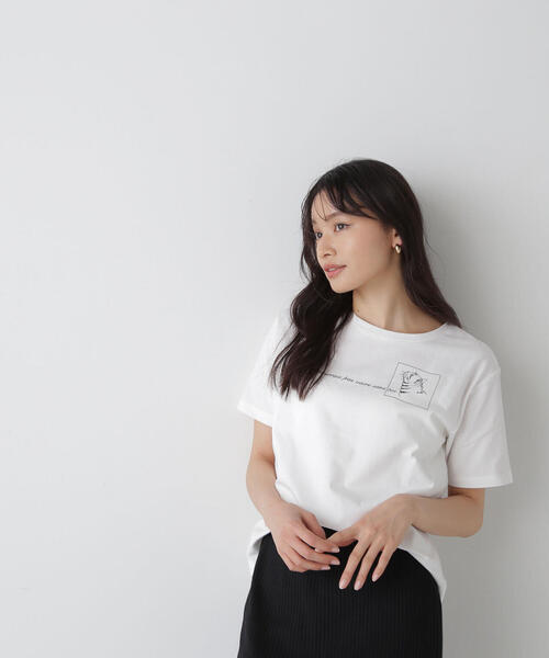 NATURAL BEAUTY BASIC（ナチュラルビューティーベーシック）の「＜保護猫プロジェクト＞レタリングロゴTシャツ（Tシャツ/カットソー・レディース・ベージュ/オフホワイト/ブルー・FREE）」の11枚目の写真