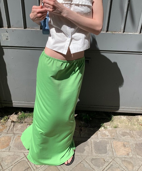 chuclla（チュクラ）の「【LONSLAN】リラクシー ロングカットソースカート CHLONW25s052（スカート・レディース・ライトグリーン/ブラック・S/M）」の4枚目の写真