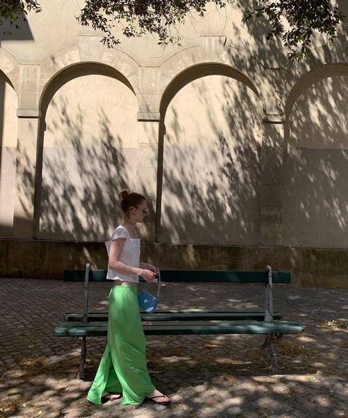 chuclla（チュクラ）の「【LONSLAN】リラクシー ロングカットソースカート CHLONW25s052（スカート・レディース・ライトグリーン/ブラック・S/M）」の21枚目の写真