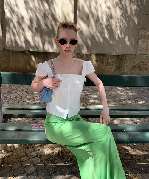 chuclla（チュクラ）の「【LONSLAN】リラクシー ロングカットソースカート CHLONW25s052（スカート・レディース・ライトグリーン/ブラック・S/M）」の7枚目の写真